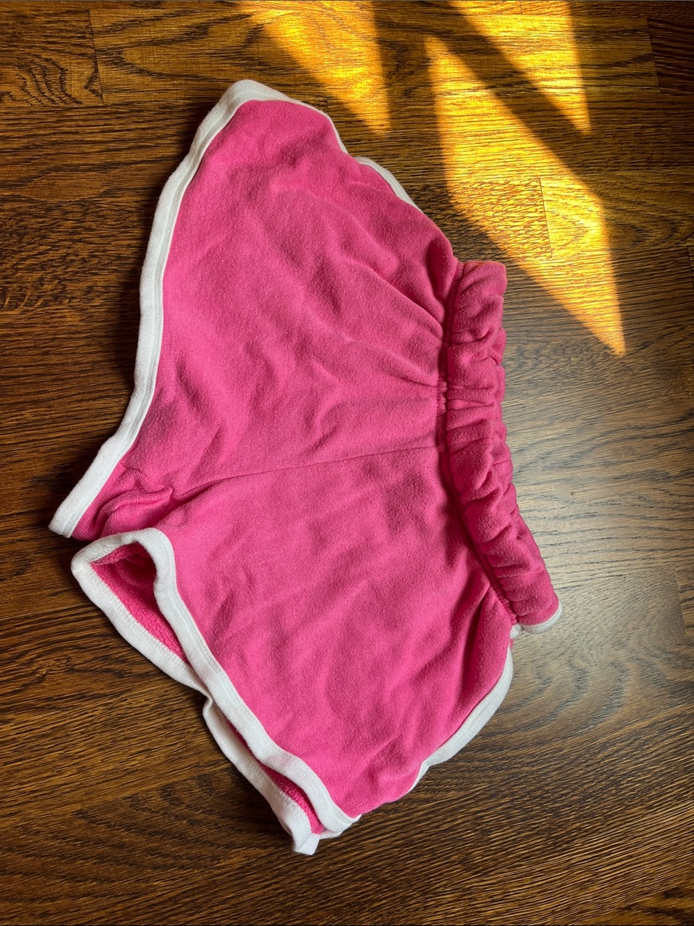 Katie J NYC Hot Pink Terry Elastic-Waist Shorts with White Trim